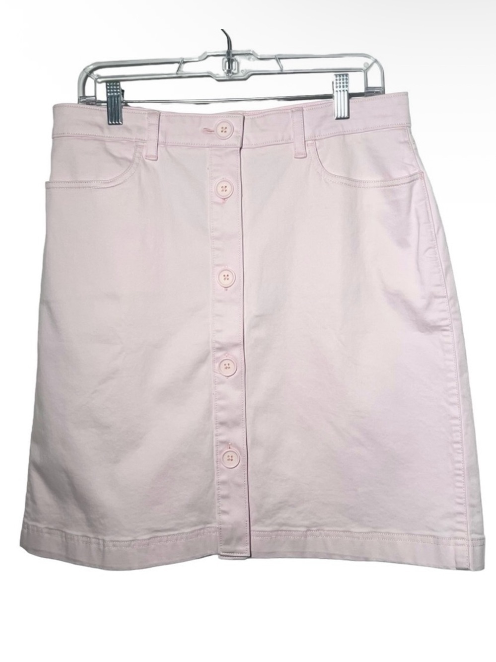 Brooks Brothers Red Fleece Pink Stretch Cotton Sateen Button Front Skirt NWT 10